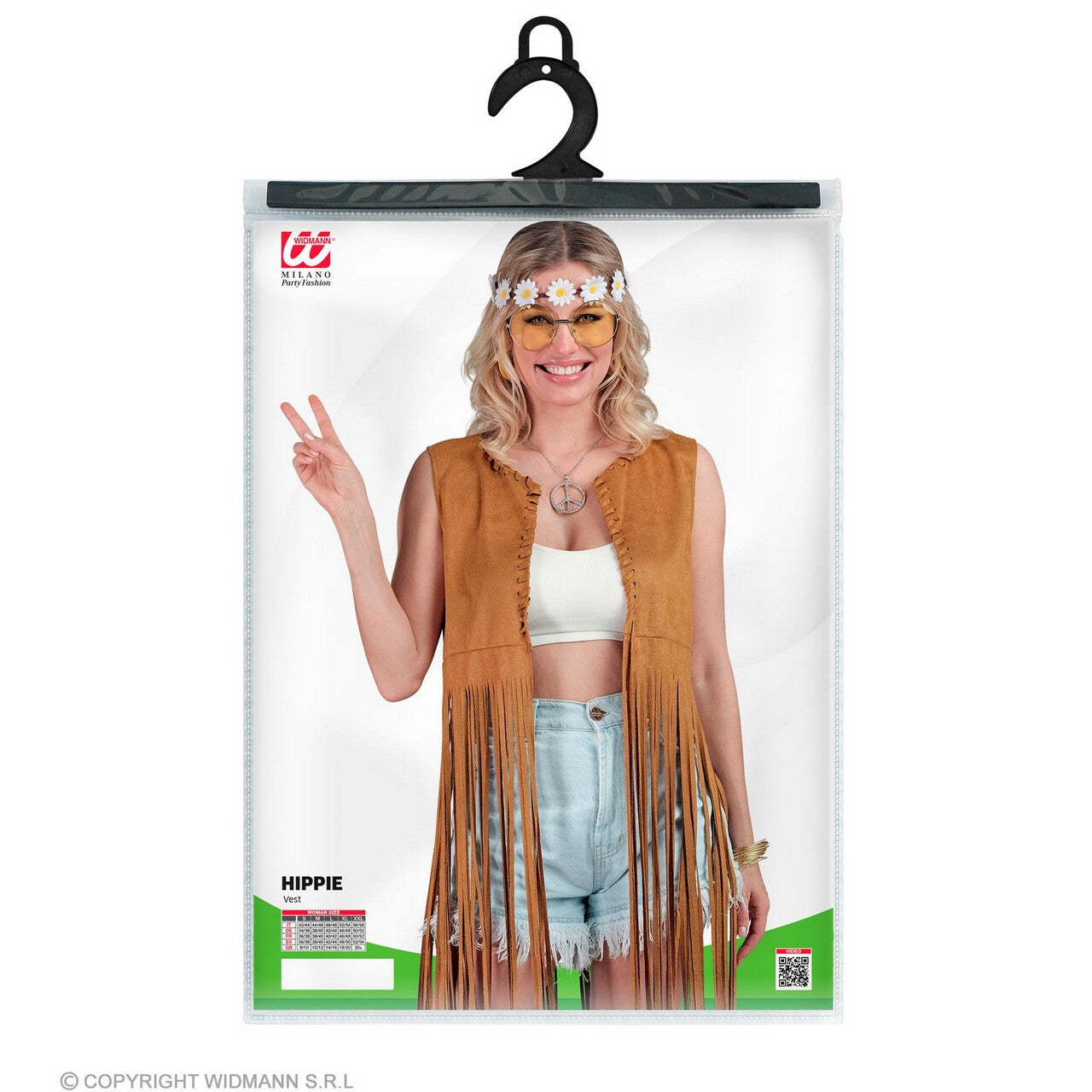 Op deze afbeelding zie je een Kostuums, van het merk Widmann. Hippie Vest Met Superlange Franjes Vrouw