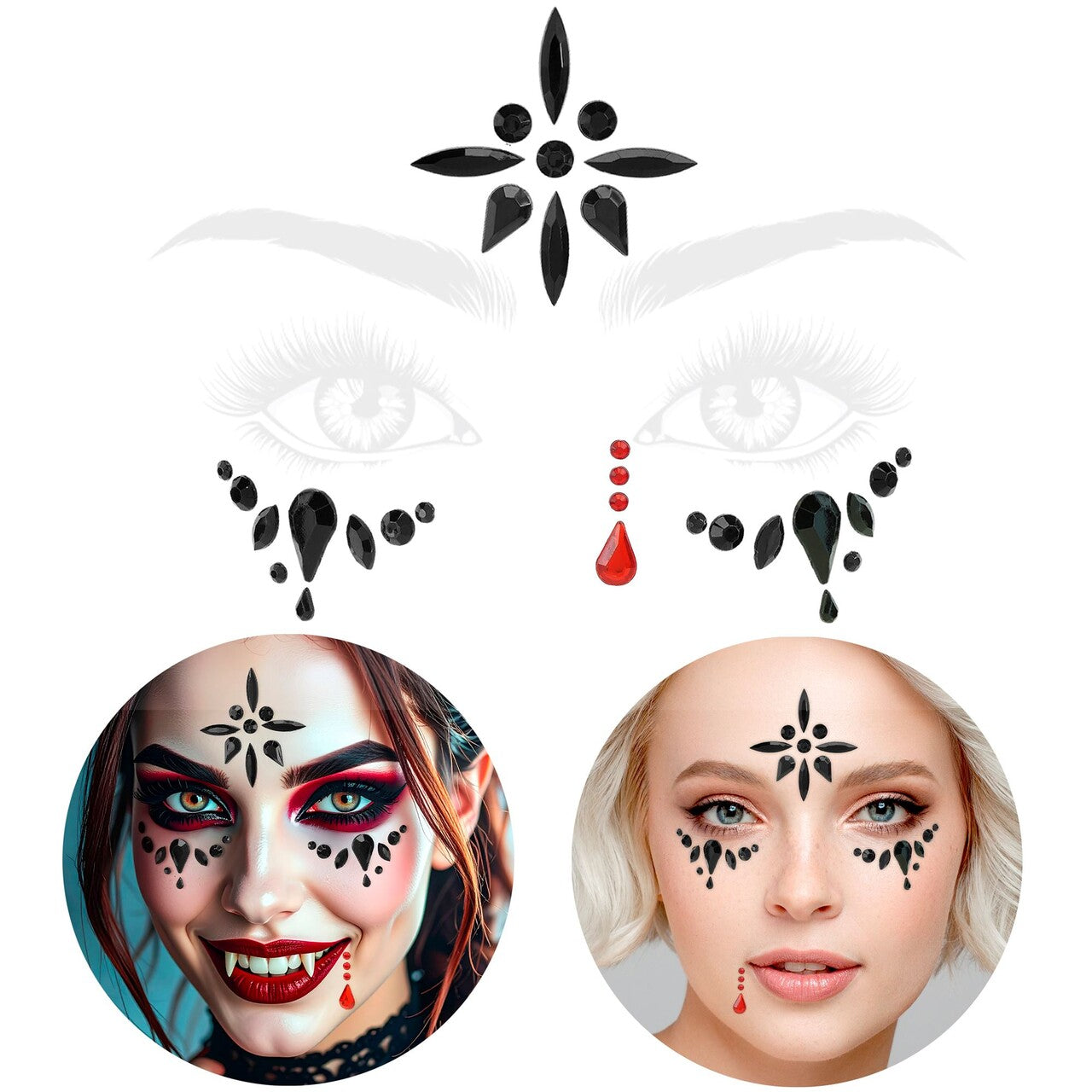 Op deze afbeelding zie je een Decoratie, van het merk Widmann. Gezicht Stickers Bloody Vamp