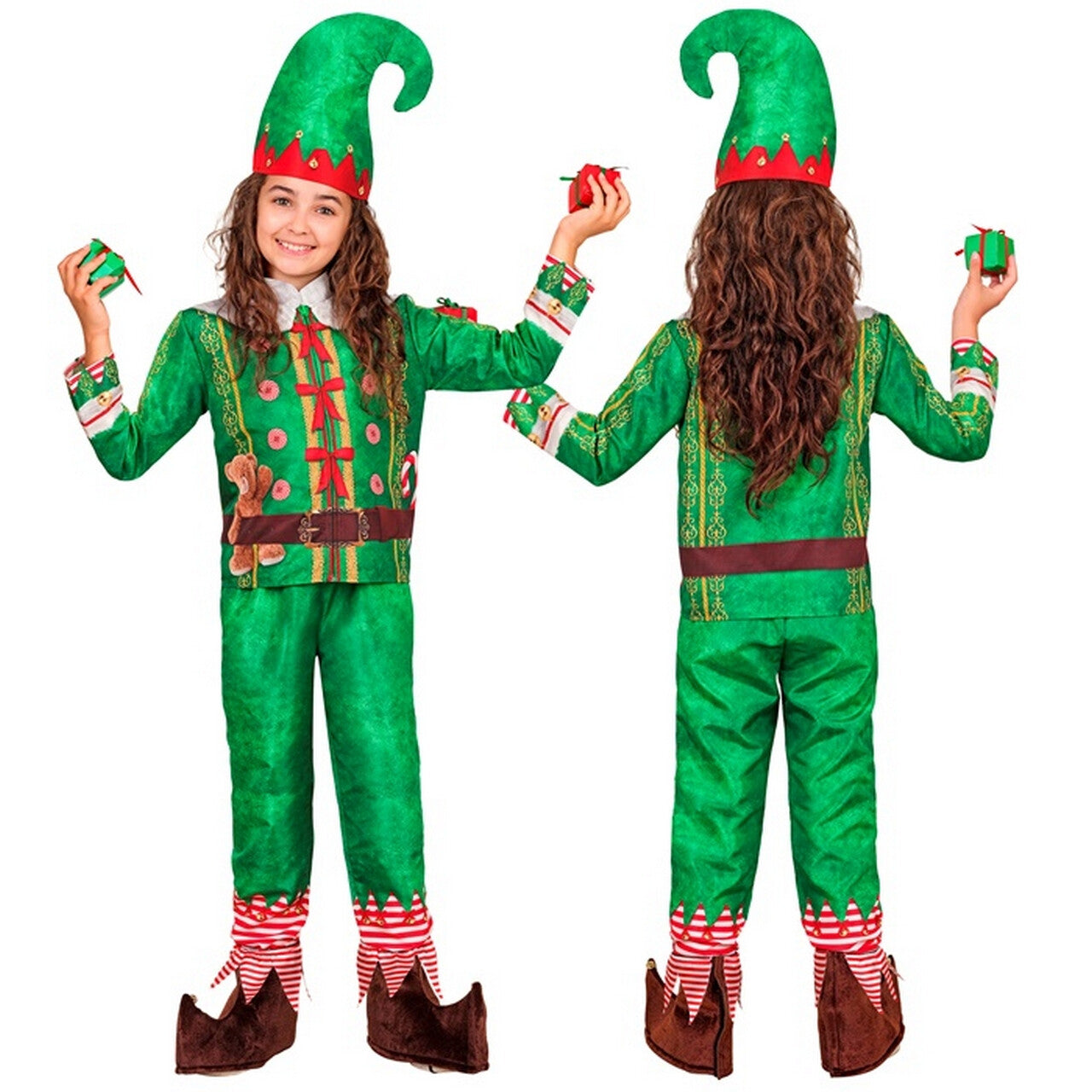 Op deze afbeelding zie je een Kostuums, van het merk Widmann. Twinkeltoes Timmy Elf Kind Kostuum