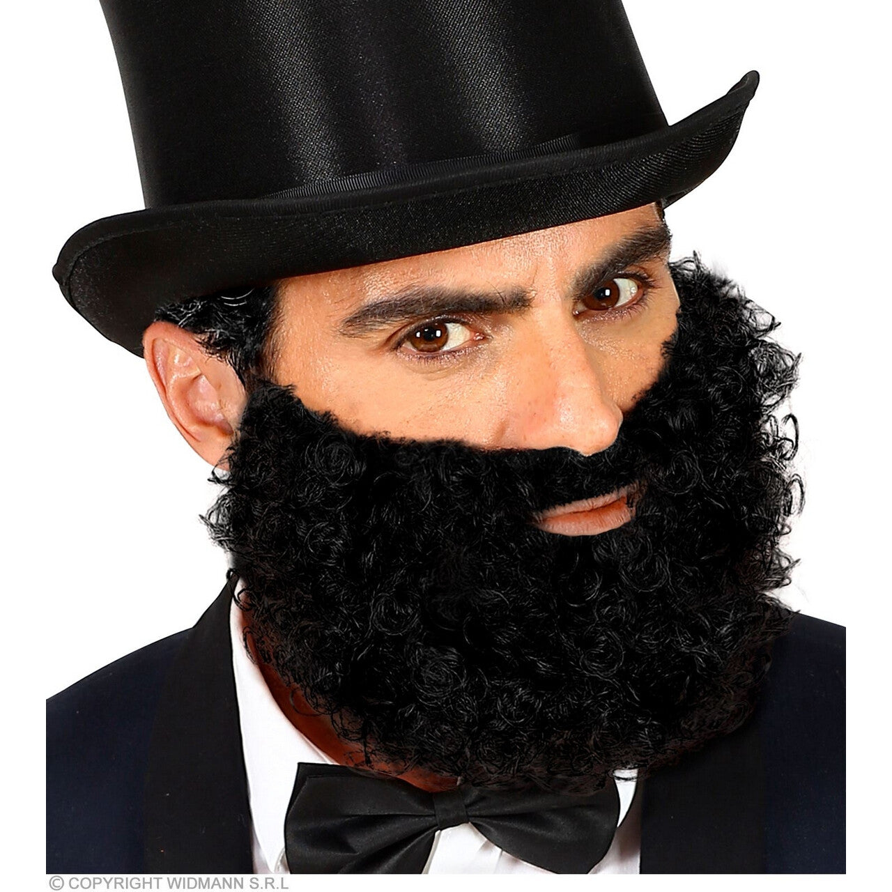 Op deze afbeelding zie je een Accessoires, van het merk Widmann. Zwarte Krullen Baard En Snor