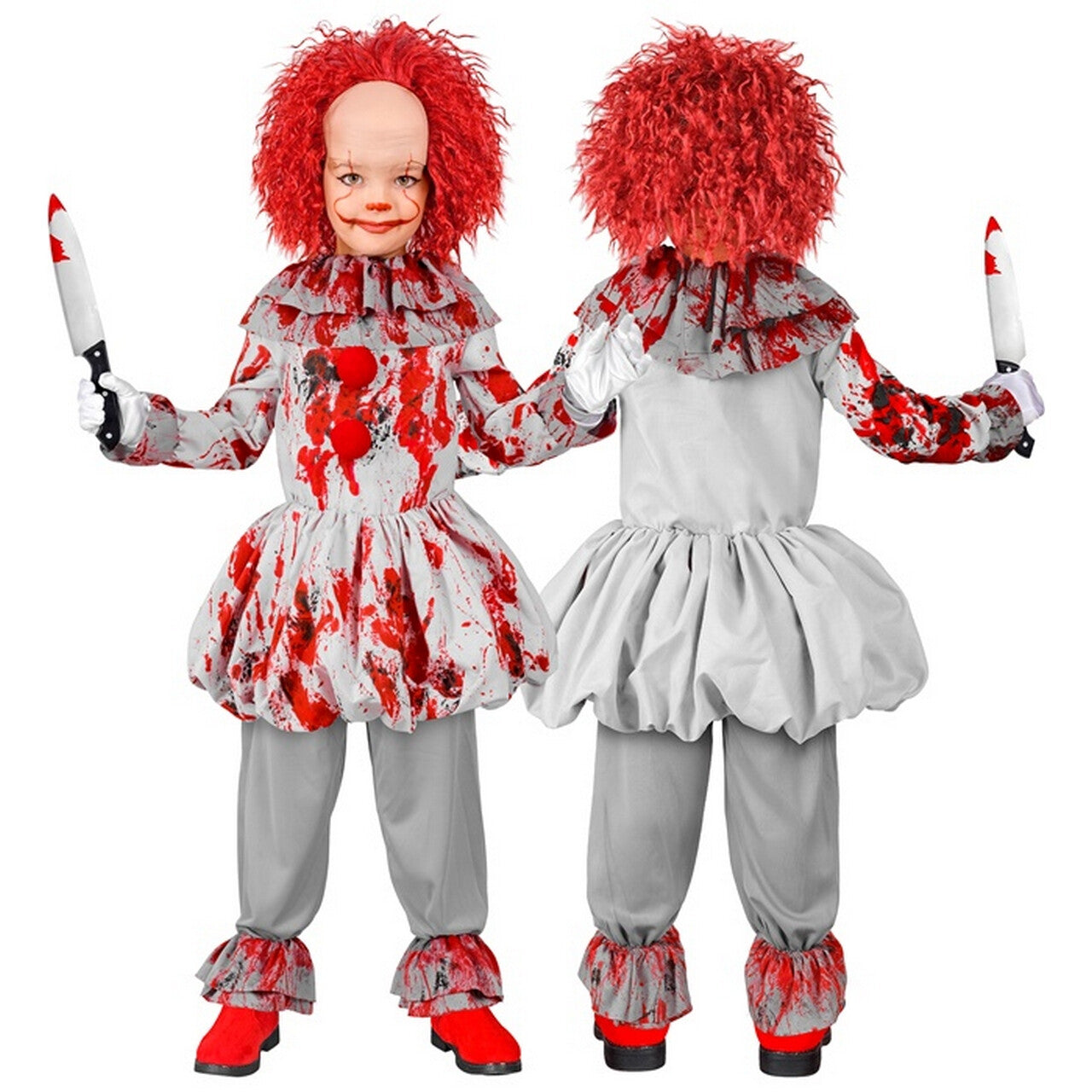 Op deze afbeelding zie je een Kostuums, van het merk Widmann. Bloederige Puinhoop Clown Meisje Kostuum