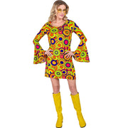 Op deze afbeelding zie je een Kostuums, van het merk Widmann. Love The 70s Longplay Circles Jurk Vrouw