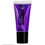 Op deze afbeelding zie je een Accessoires, van het merk Widmann. Sparkling Make-Up Gel Glitters Paars, 25 Milliliter