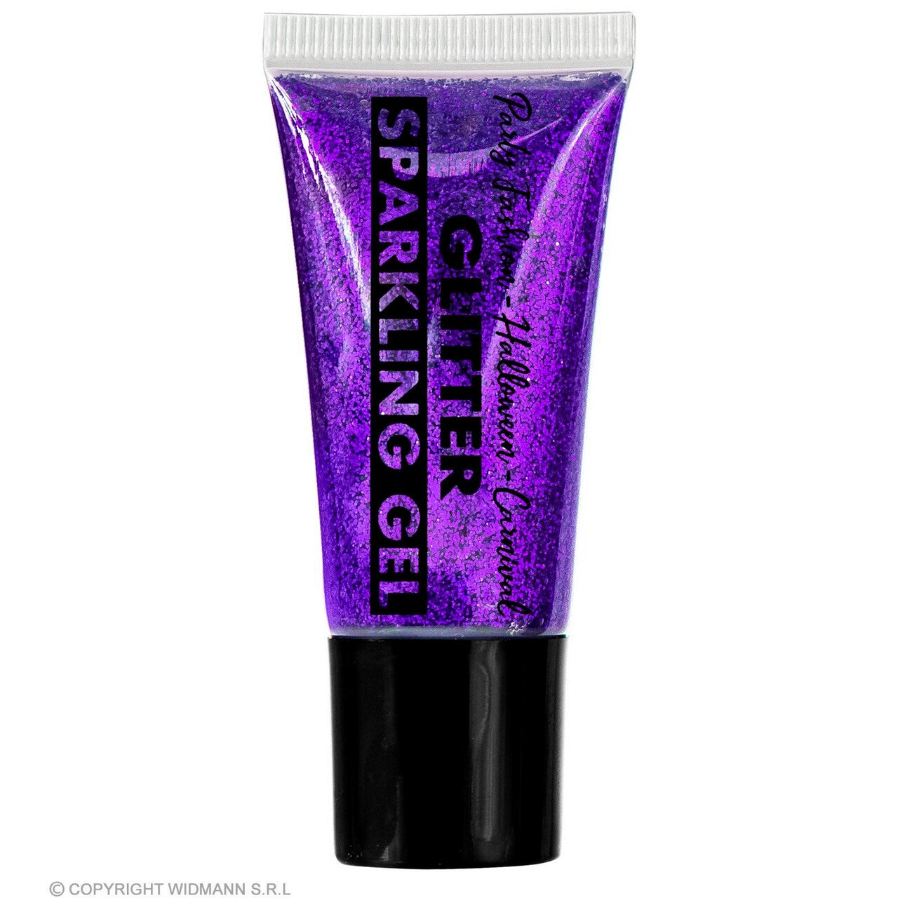 Op deze afbeelding zie je een Accessoires, van het merk Widmann. Sparkling Make-Up Gel Glitters Paars, 25 Milliliter
