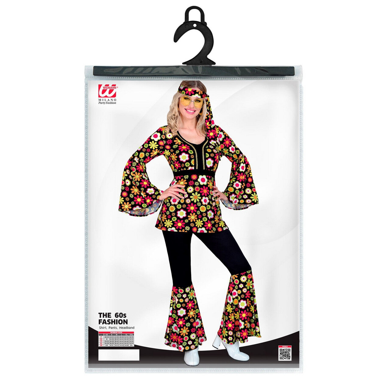 Op deze afbeelding zie je een Kostuums, van het merk Widmann. Bloemen Hippie Jaren 60 Style Vrouw Kostuum