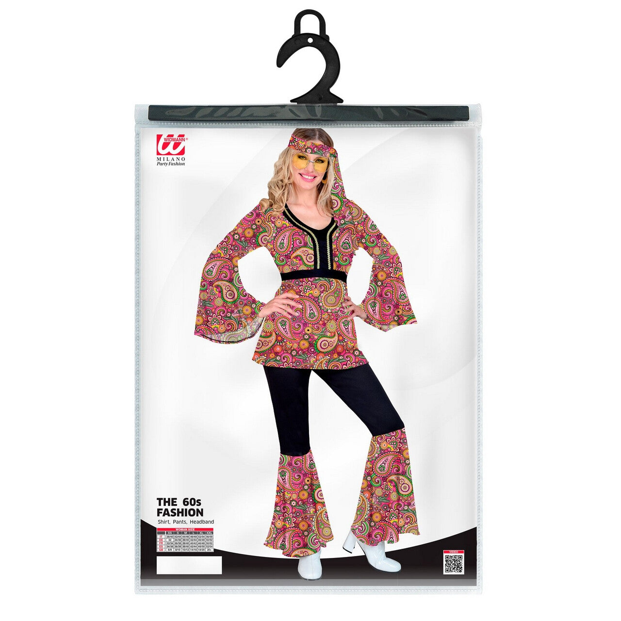 Op deze afbeelding zie je een Kostuums, van het merk Widmann. Dance All Night Hippie Jaren 60 Style Vrouw Kostuum