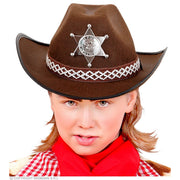 Op deze afbeelding zie je een Accessoires, van het merk Widmann. Cowboyhoed Bruin Met Sheriff Ster Kind