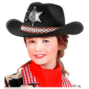 Op deze afbeelding zie je een Accessoires, van het merk Widmann. Cowboyhoed Zwart Met Sheriff Ster Kind