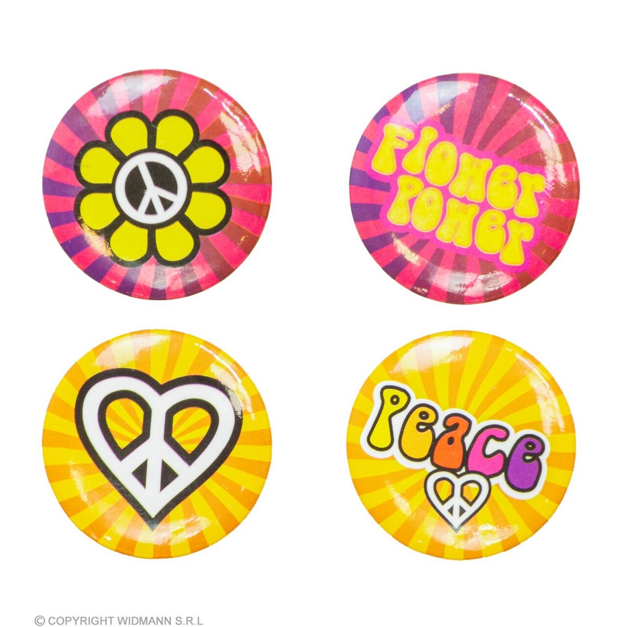 Op deze afbeelding zie je een Accessoires, van het merk Widmann. Set Van 4 Hippie Speldjes