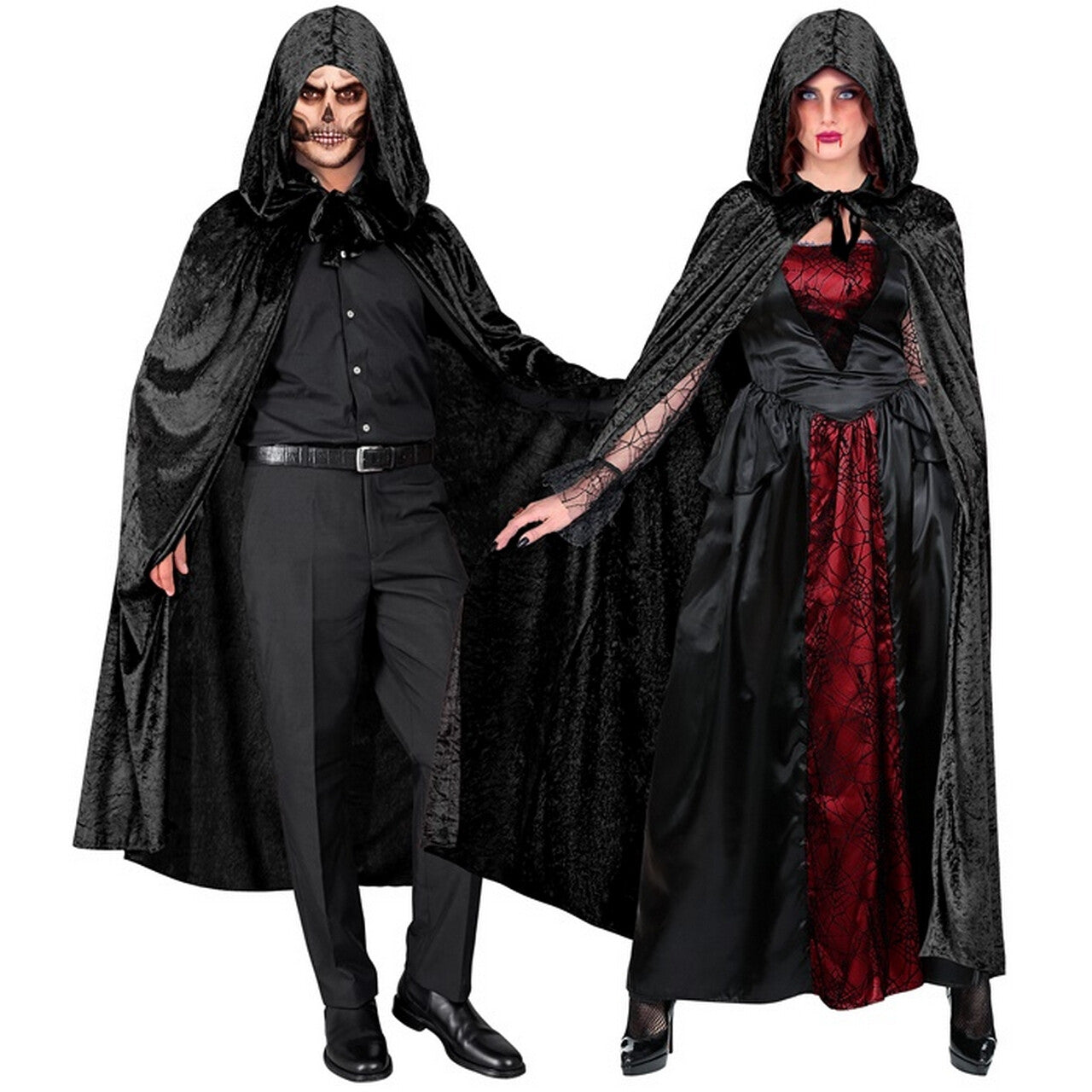 Op deze afbeelding zie je een Kostuums, van het merk Widmann. Fluwelen Cape Zwart 140 Centimeter