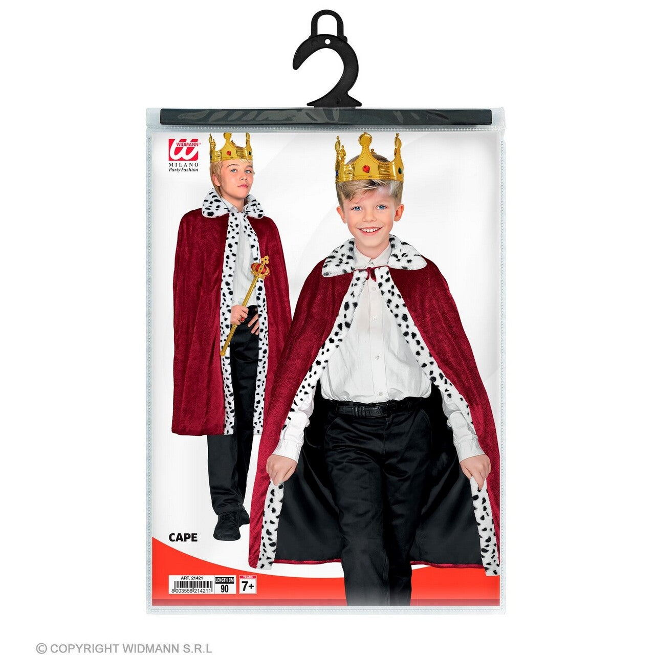 Op deze afbeelding zie je een Kostuums, van het merk Widmann. Donkerrode Koninklijk Cape Kind Kind