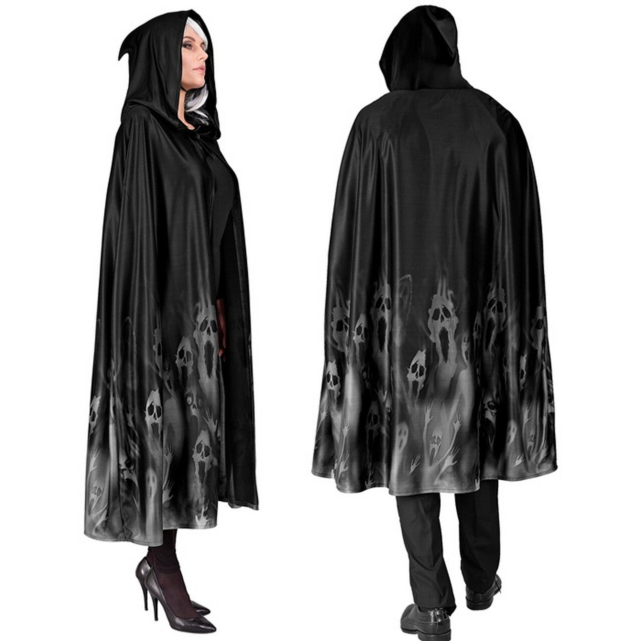 Op deze afbeelding zie je een Kostuums, van het merk Widmann. Zwarte Cape 120 Centimeter Ghost Scream Kostuum