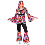 Op deze afbeelding zie je een Kostuums, van het merk Widmann. Groovy Bubbles Jaren 70 Style Roze Vrouw Kostuum