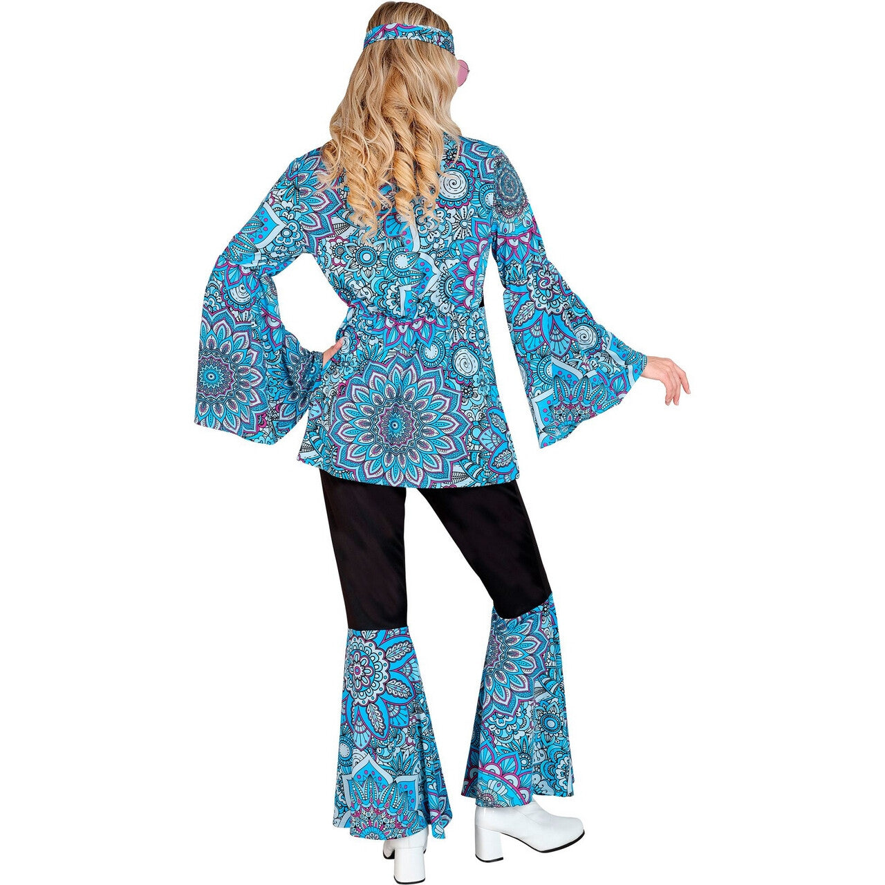 Op deze afbeelding zie je een Kostuums, van het merk Widmann. Mandala Dance Hippie Jaren 60 Blauw Vrouw Kostuum
