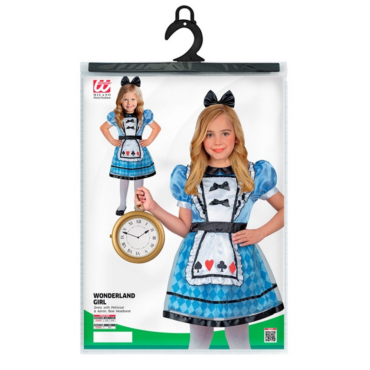 Op deze afbeelding zie je een Kostuums, van het merk Widmann. Alicia Wonderland Meisje Kostuum