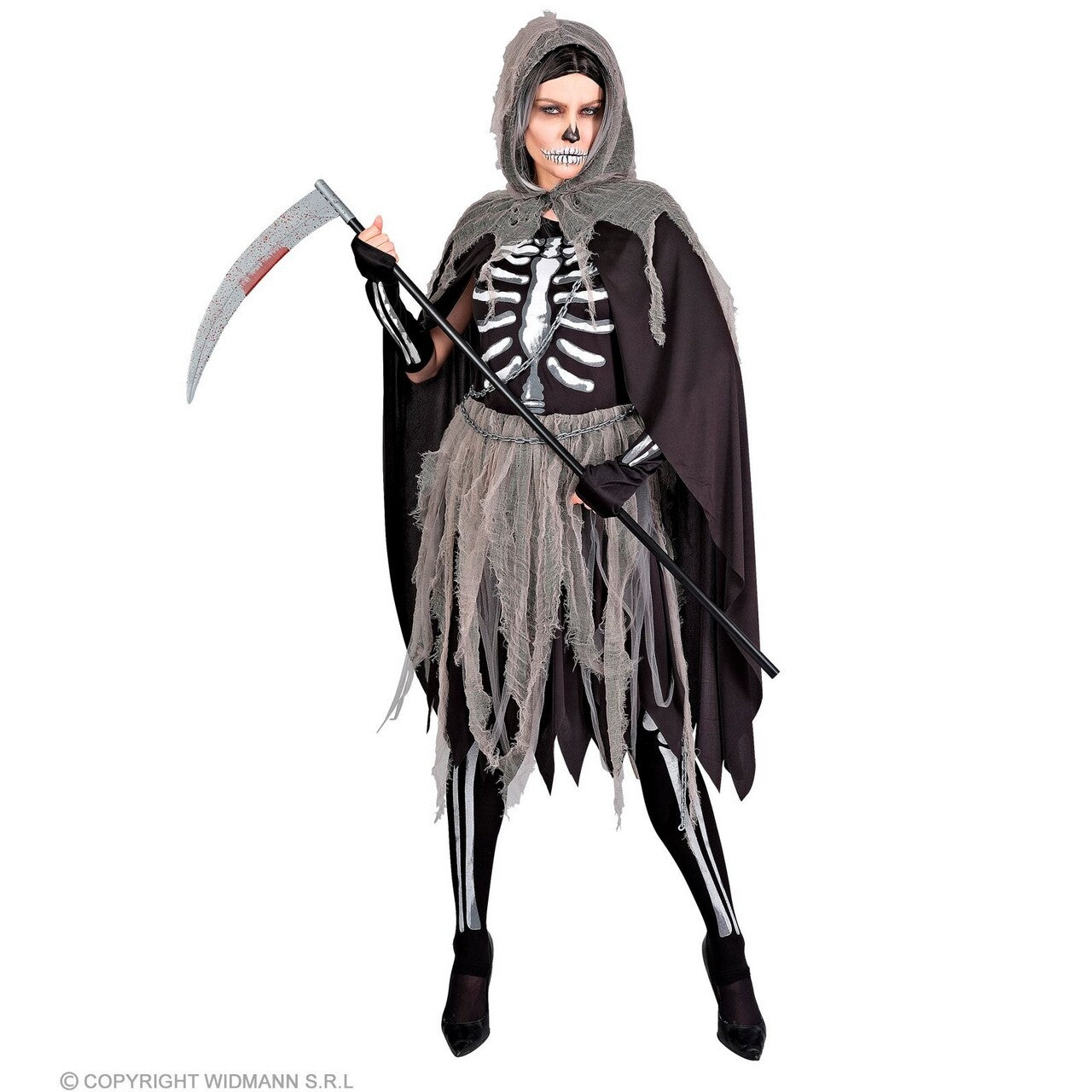 Op deze afbeelding zie je een Kostuums, van het merk Widmann. Magere Hein Dementor Vrouw Kostuum