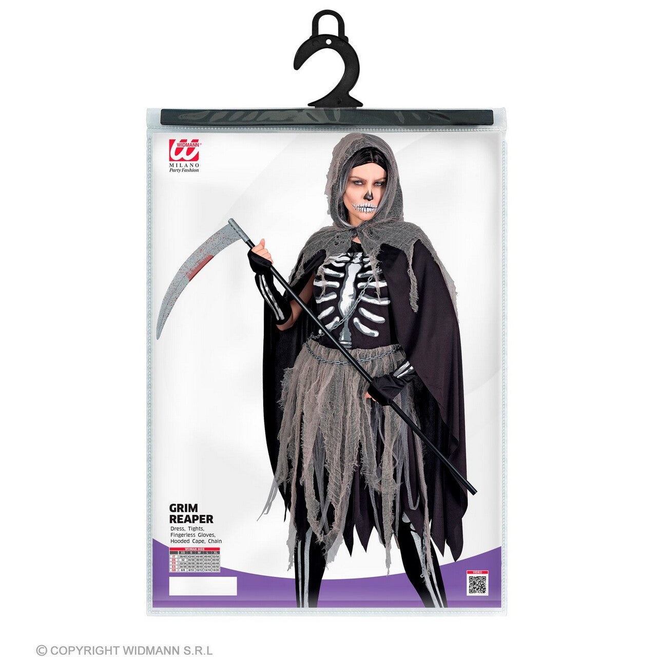 Op deze afbeelding zie je een Kostuums, van het merk Widmann. Magere Hein Dementor Vrouw Kostuum