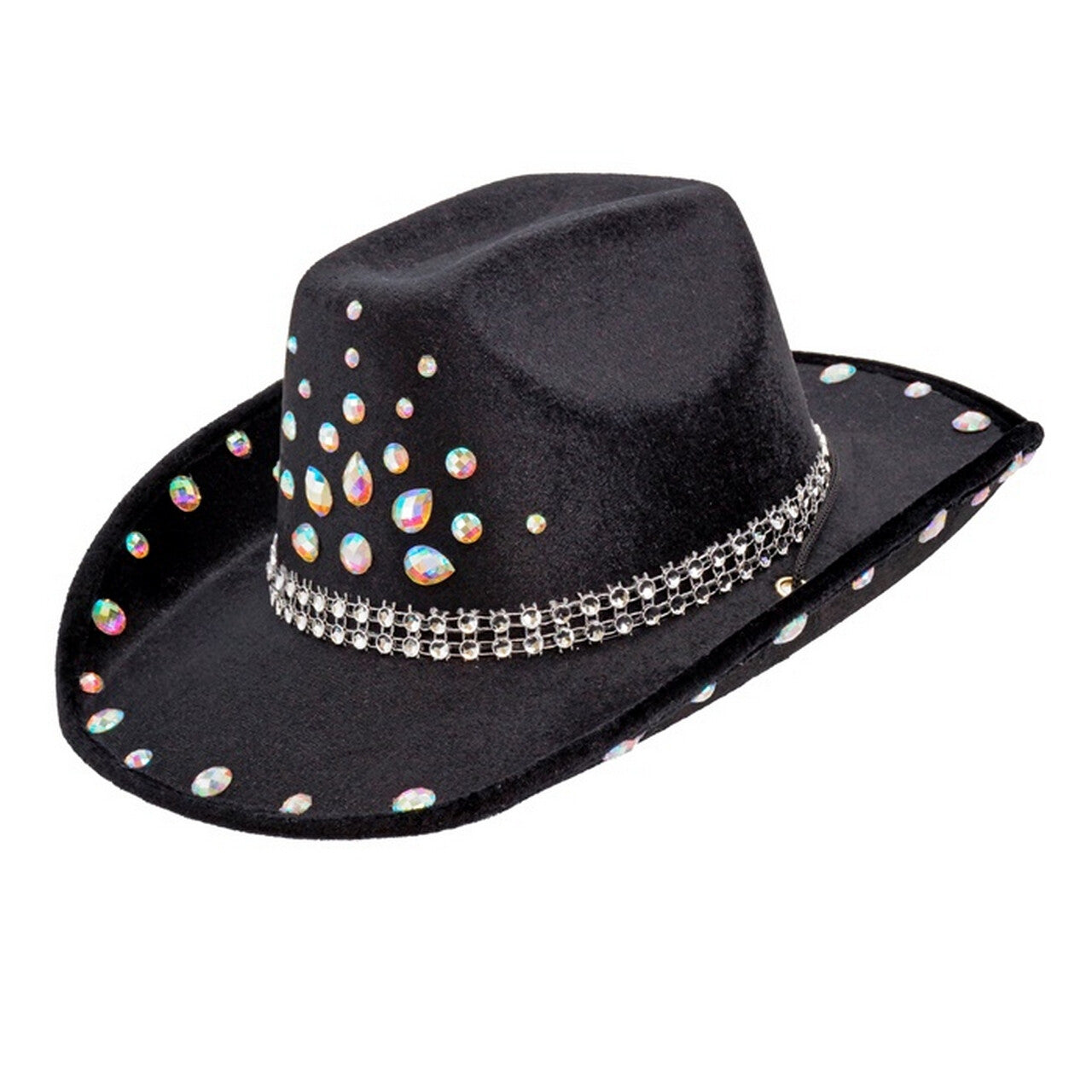 Op deze afbeelding zie je een Accessoires, van het merk Widmann. Cowboy Hoed Texas Zwart Met Diamanten