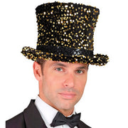 Op deze afbeelding zie je een Accessoires, van het merk Widmann. Hoge Hoed Midnight Pailletten Glam Goud