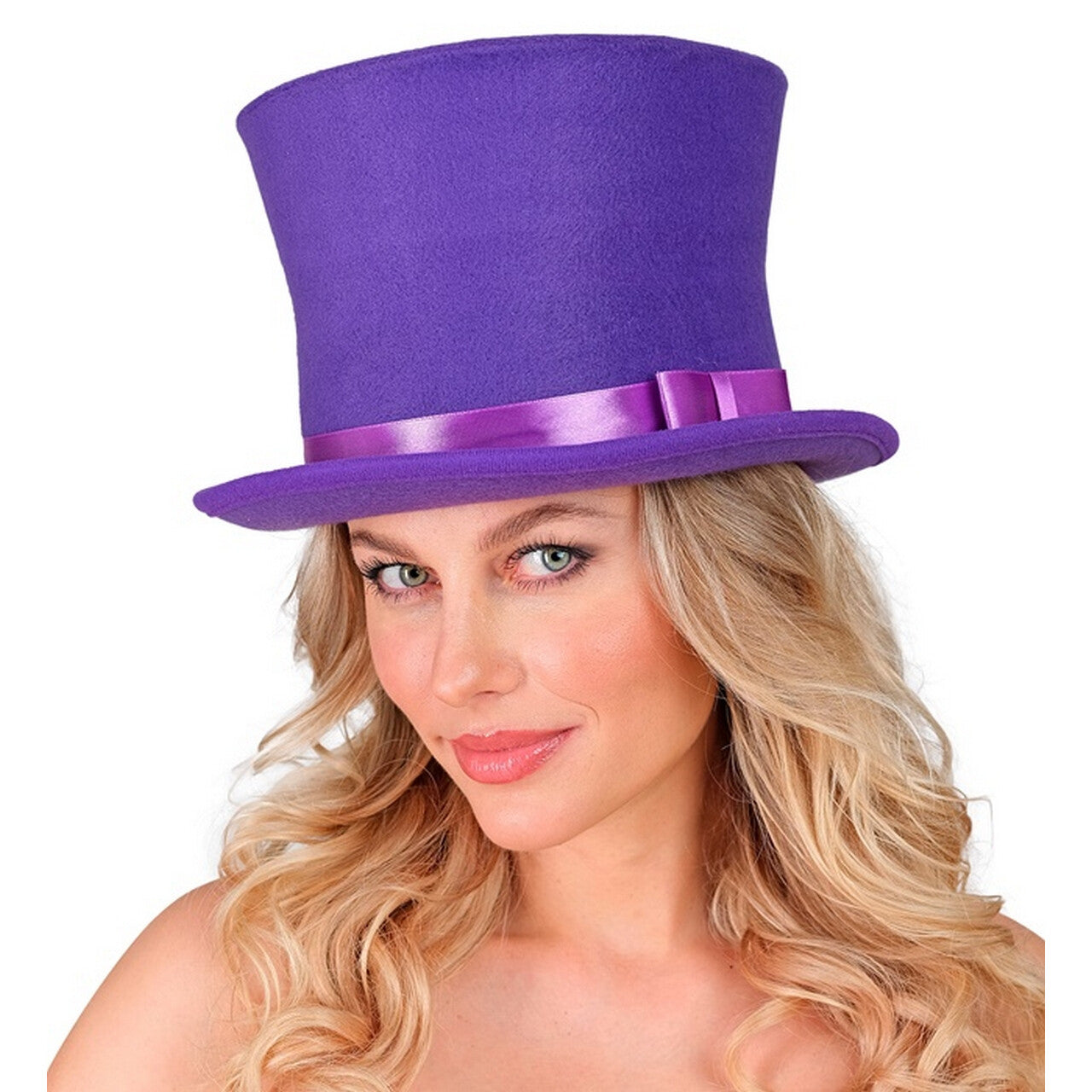 Op deze afbeelding zie je een Accessoires, van het merk Widmann. Hoge Deftige Hoed Paars