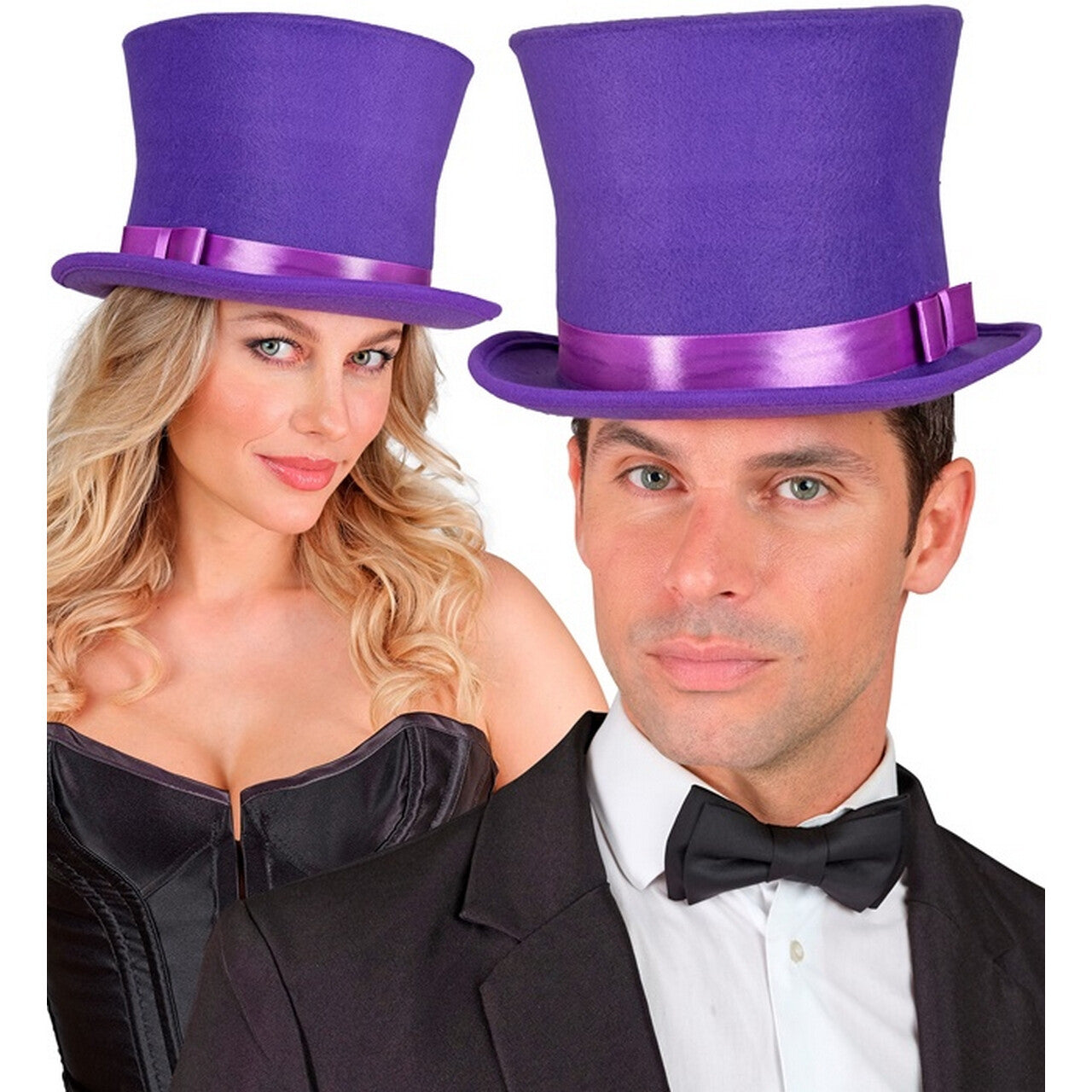 Op deze afbeelding zie je een Accessoires, van het merk Widmann. Hoge Deftige Hoed Paars