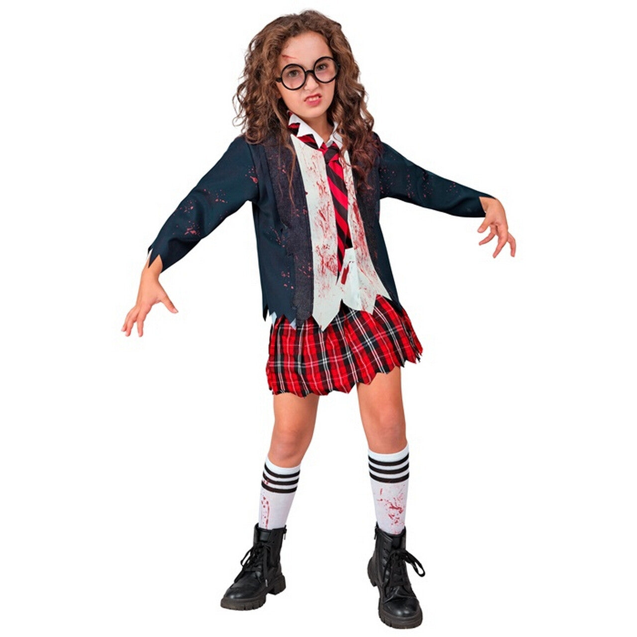 Op deze afbeelding zie je een Kostuums, van het merk Widmann. Zombie Schoolmeisje Gebeten Britney Kostuum
