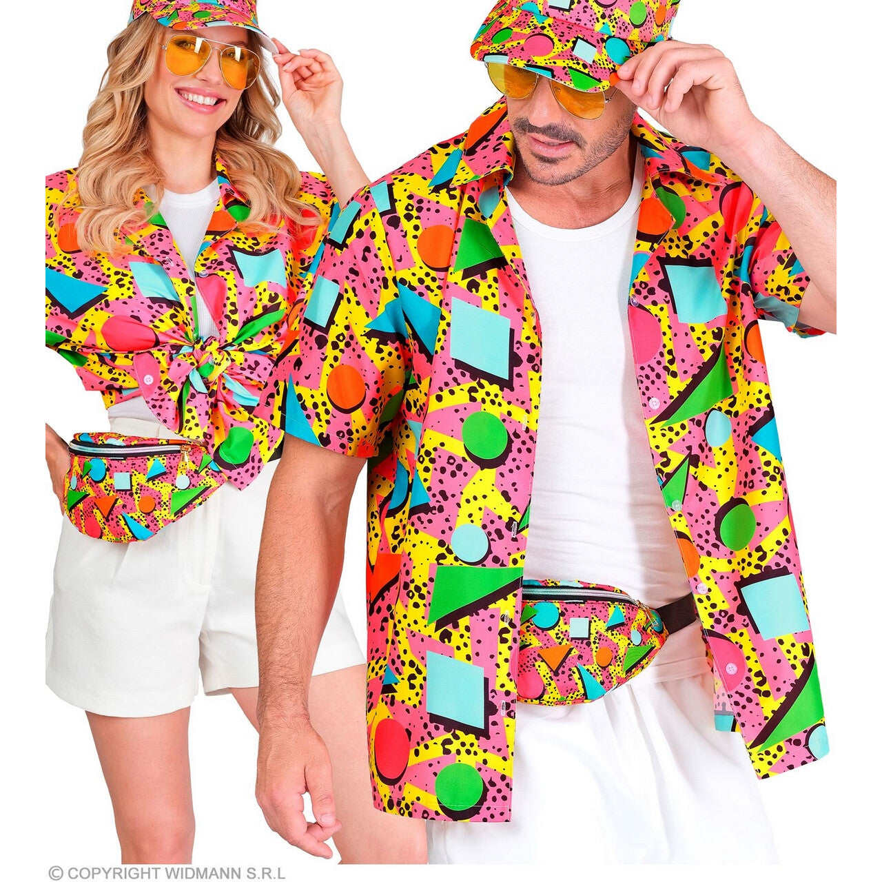 Op deze afbeelding zie je een Kostuums, van het merk Widmann. 80s Shirt Funky Festival Multicolour