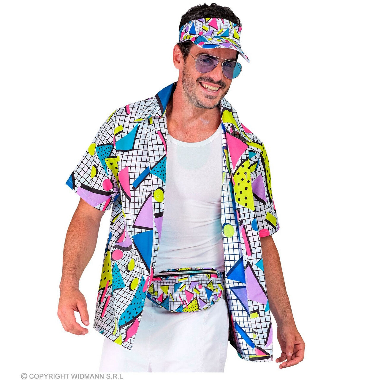 Op deze afbeelding zie je een Kostuums, van het merk Widmann. 80s Shirt Funky Fashion