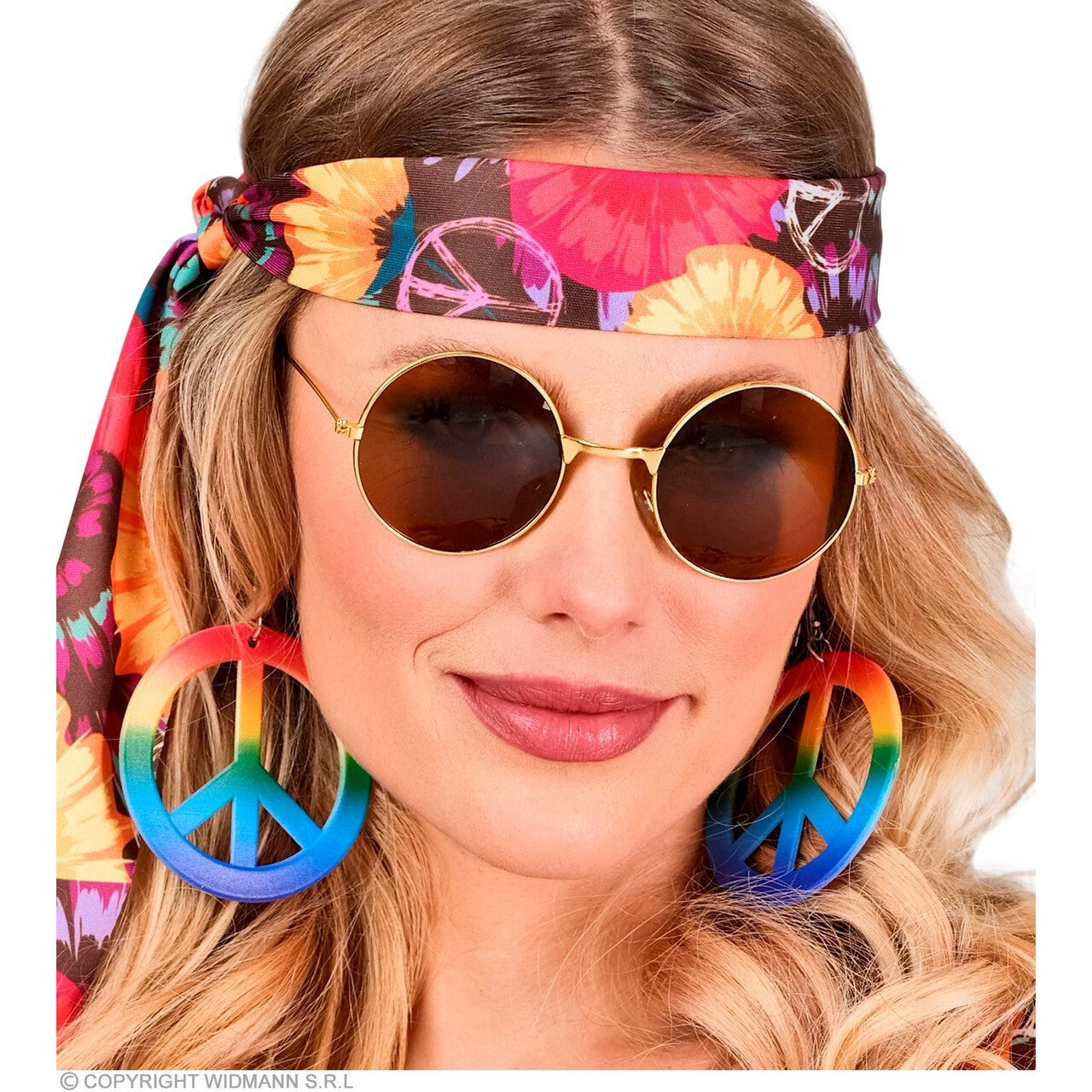 Op deze afbeelding zie je een Accessoires, van het merk Widmann. Bril Hippie Bruin Glas