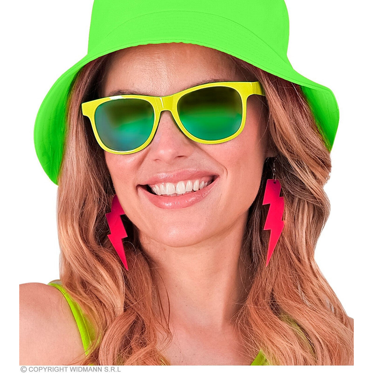 Op deze afbeelding zie je een Accessoires, van het merk Widmann. 80s Oorbellen Bliksem Neon Roze