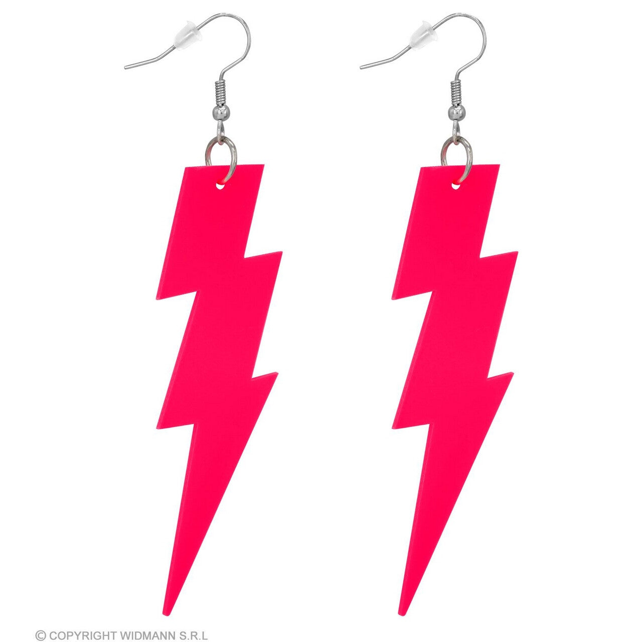Op deze afbeelding zie je een Accessoires, van het merk Widmann. 80s Oorbellen Bliksem Neon Roze