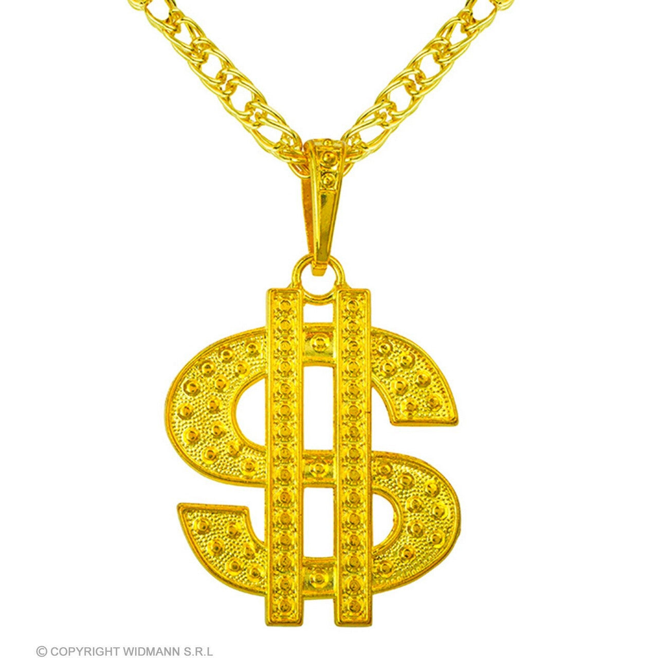 Op deze afbeelding zie je een Accessoires, van het merk Widmann. Ketting Dollarteken Goud 70 Cm