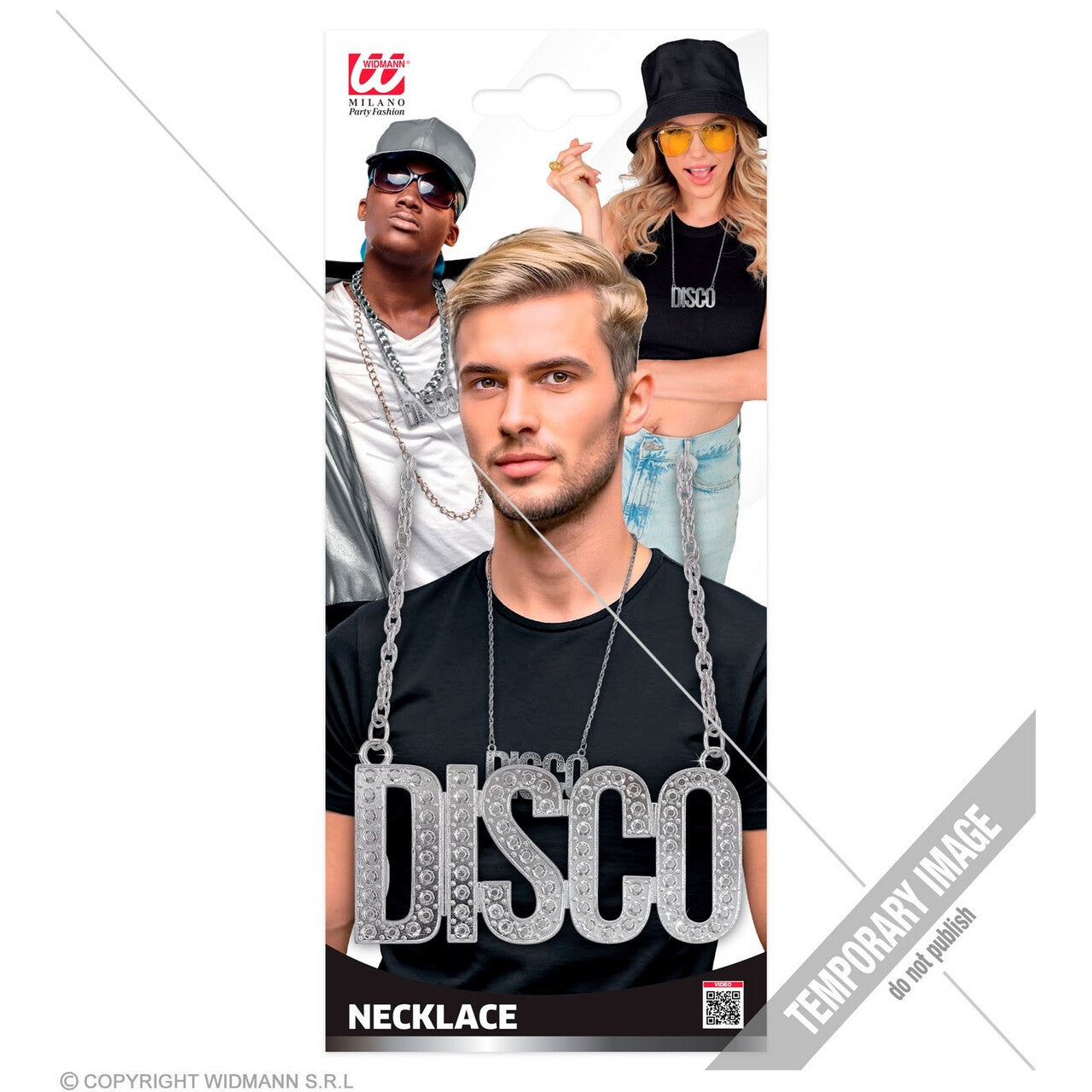 Op deze afbeelding zie je een Accessoires, van het merk Widmann. Ketting Disco Zilver 65 Cm
