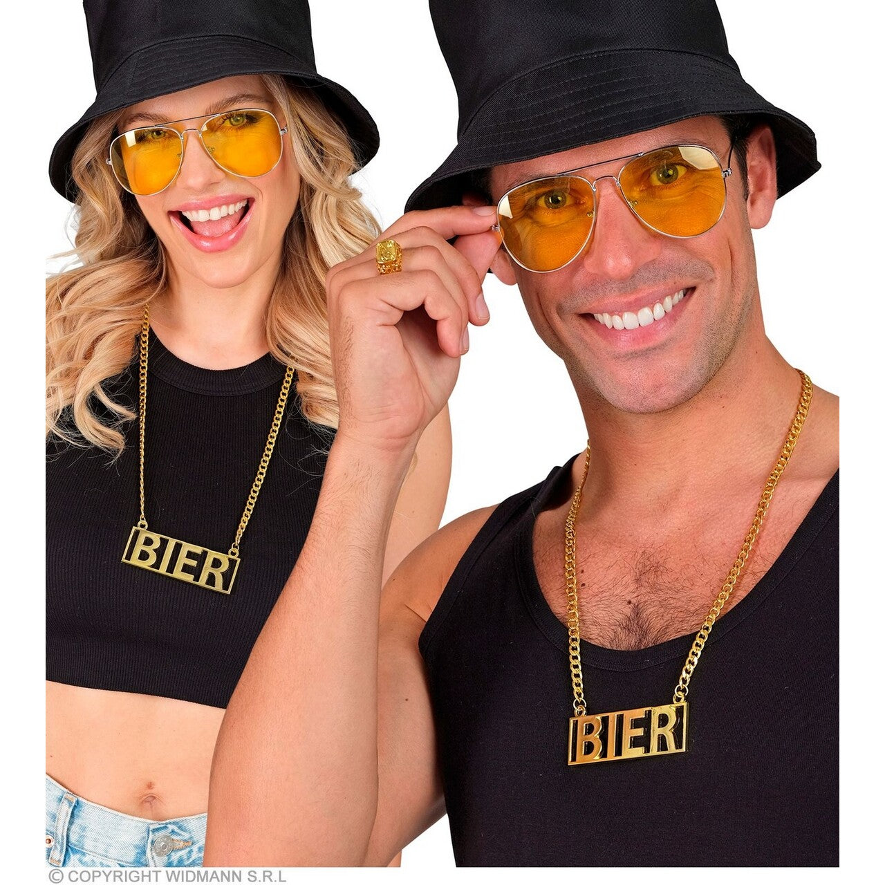 Op deze afbeelding zie je een Accessoires, van het merk Widmann. Ketting Bier Goud 65 Cm
