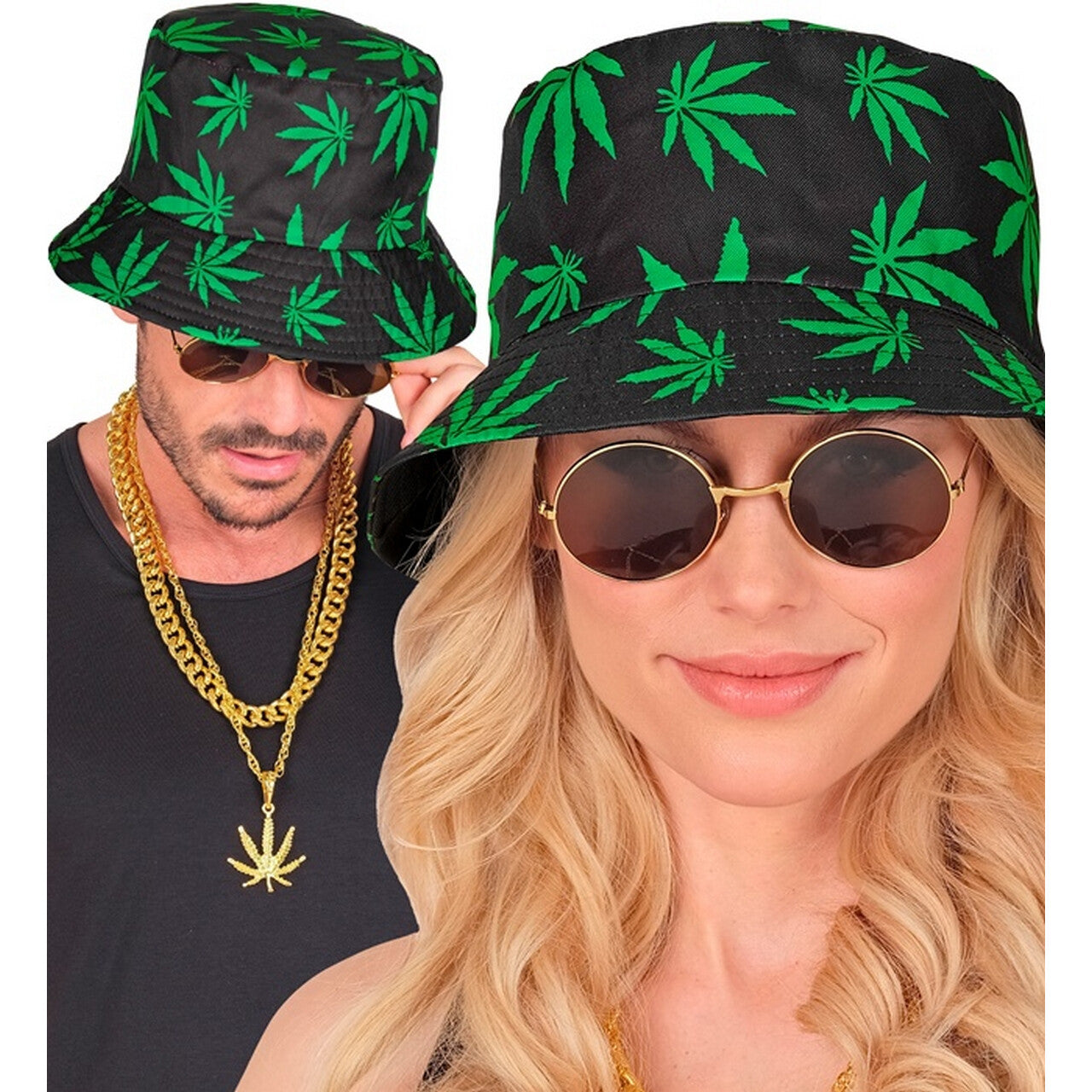 Op deze afbeelding zie je een Accessoires, van het merk Widmann. Bucket Hat Green Grass