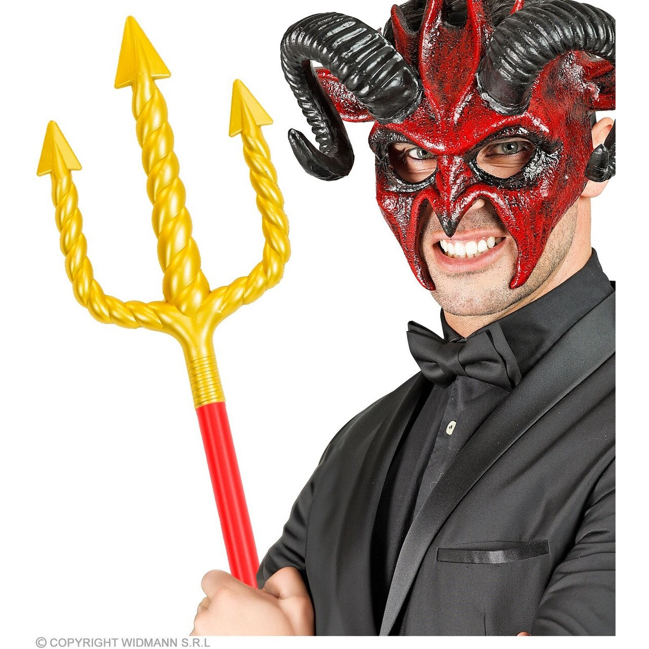 Op deze afbeelding zie je een Accessoires, van het merk Widmann. Drietand Goud Met Rode Stok