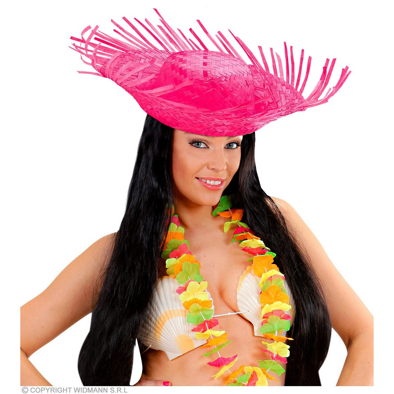 Op deze afbeelding zie je een Accessoires, van het merk Widmann. Ipanema Beach Hoed Stro Roze
