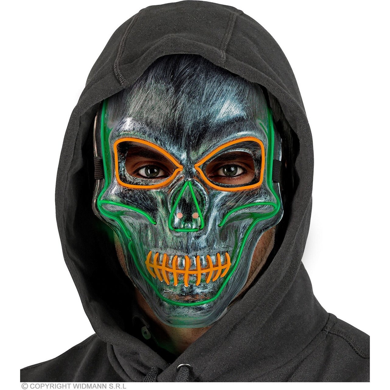 Op deze afbeelding zie je een Accessoires, van het merk Widmann. Schedel Masker Met Gekleurd Licht