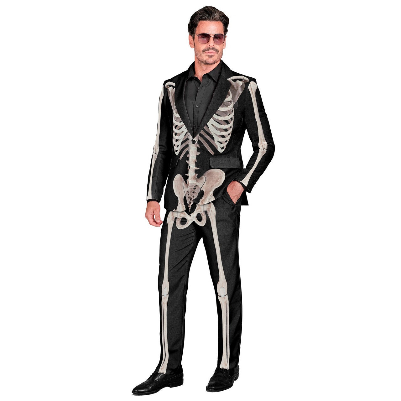 Op deze afbeelding zie je een Kostuums, van het merk Widmann. Dry Bones Skeleton Man Kostuum