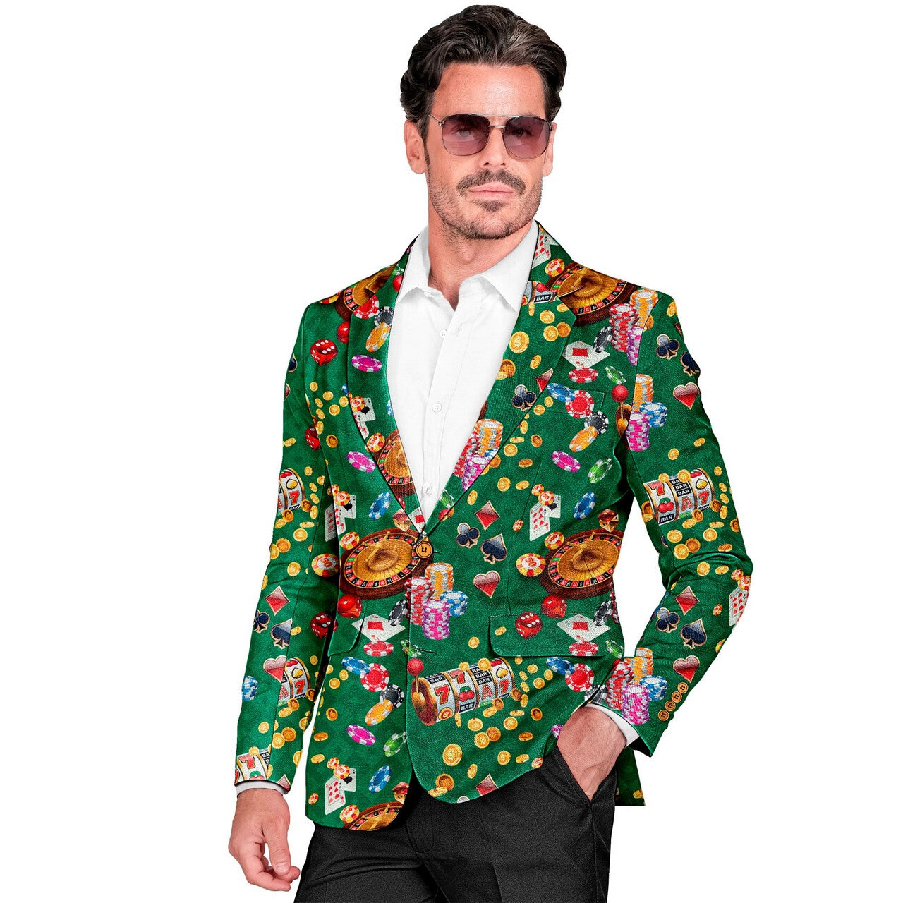 Op deze afbeelding zie je een Kostuums, van het merk Widmann. Gary Gambler Colbert Man