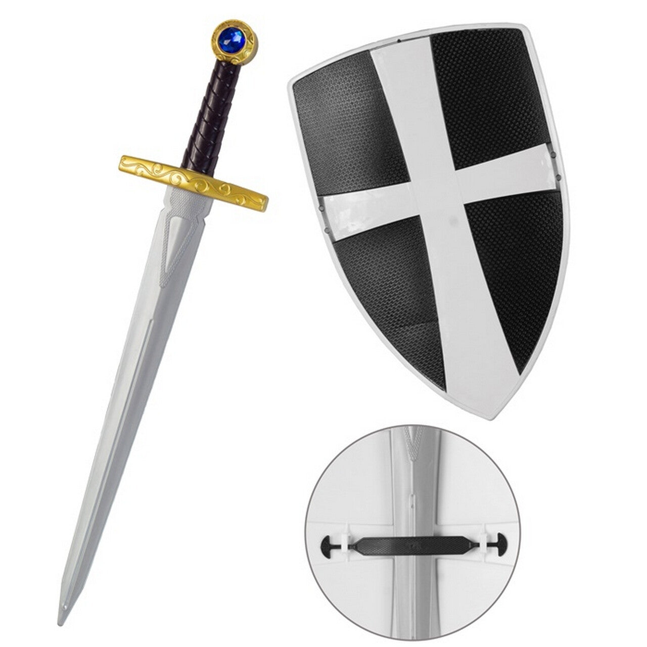 Op deze afbeelding zie je een Accessoires, van het merk Widmann. Kruisvaarder Set Zwaar En Schild