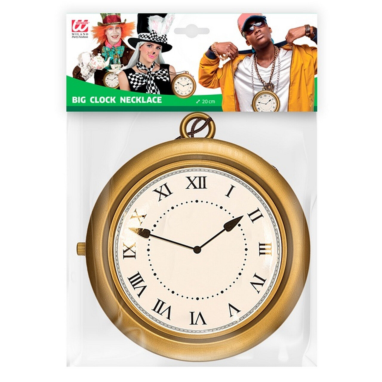 Op deze afbeelding zie je een Accessoires, van het merk Widmann. Time To Party Klok Ketting