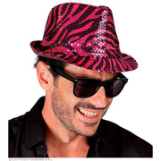 Op deze afbeelding zie je een Accessoires, van het merk Widmann. Pailletten Gangster Hoed Roze Tijger