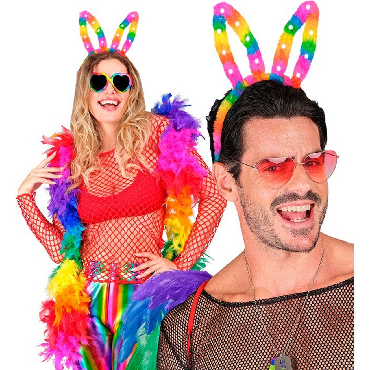 Op deze afbeelding zie je een Accessoires, van het merk Widmann. Hoofdband Gekleurde Funny Bunny Met Licht
