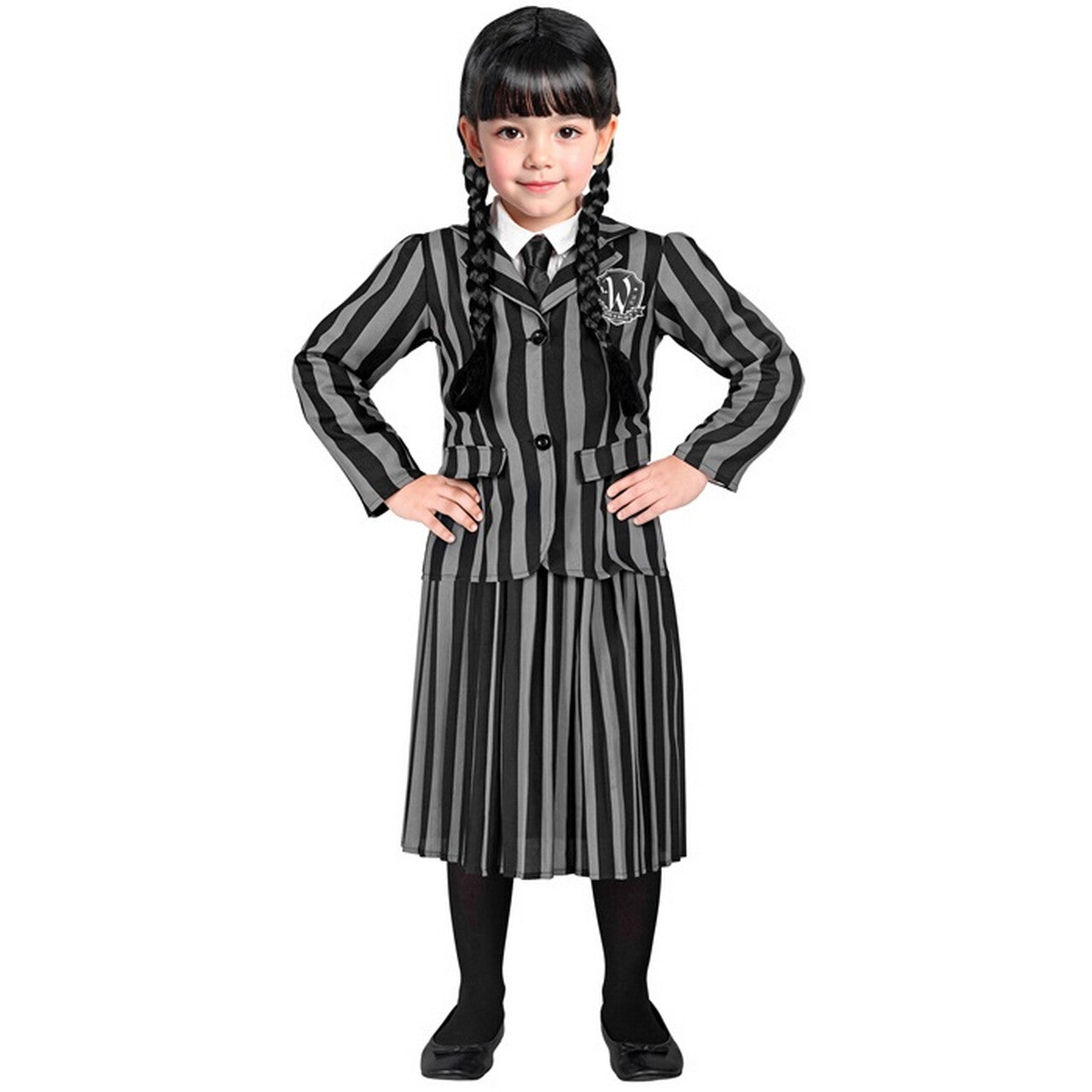 Op deze afbeelding zie je een Kostuums, van het merk Widmann. Schooluniform Nevermore School Wednesday Kind Meisje Kostuum