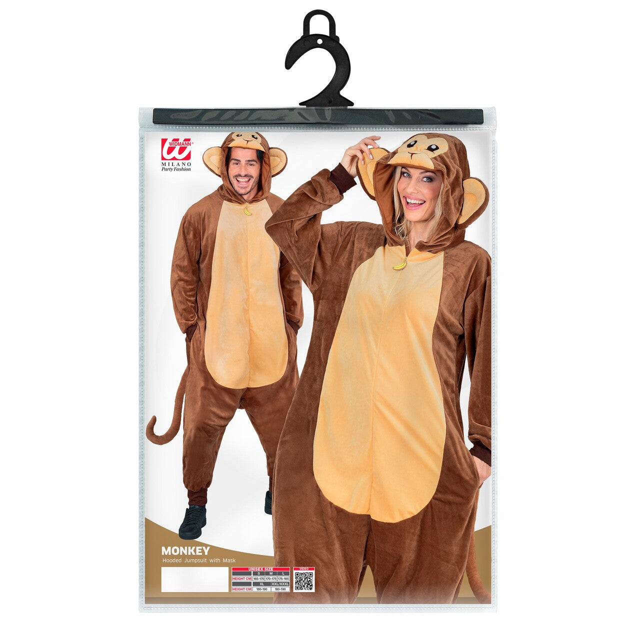 Op deze afbeelding zie je een Kostuums, van het merk Widmann. Super Comfort Onesie Aap Kostuum