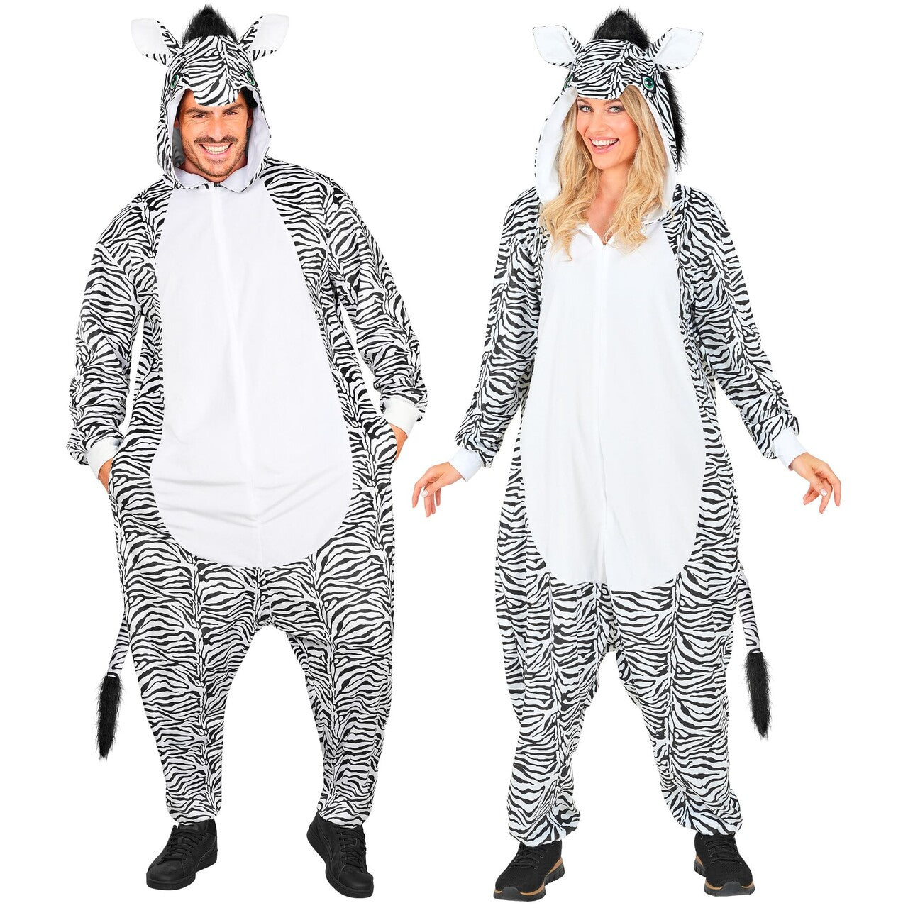 Op deze afbeelding zie je een Kostuums, van het merk Widmann. Comofort Zebra Onesie Kostuum