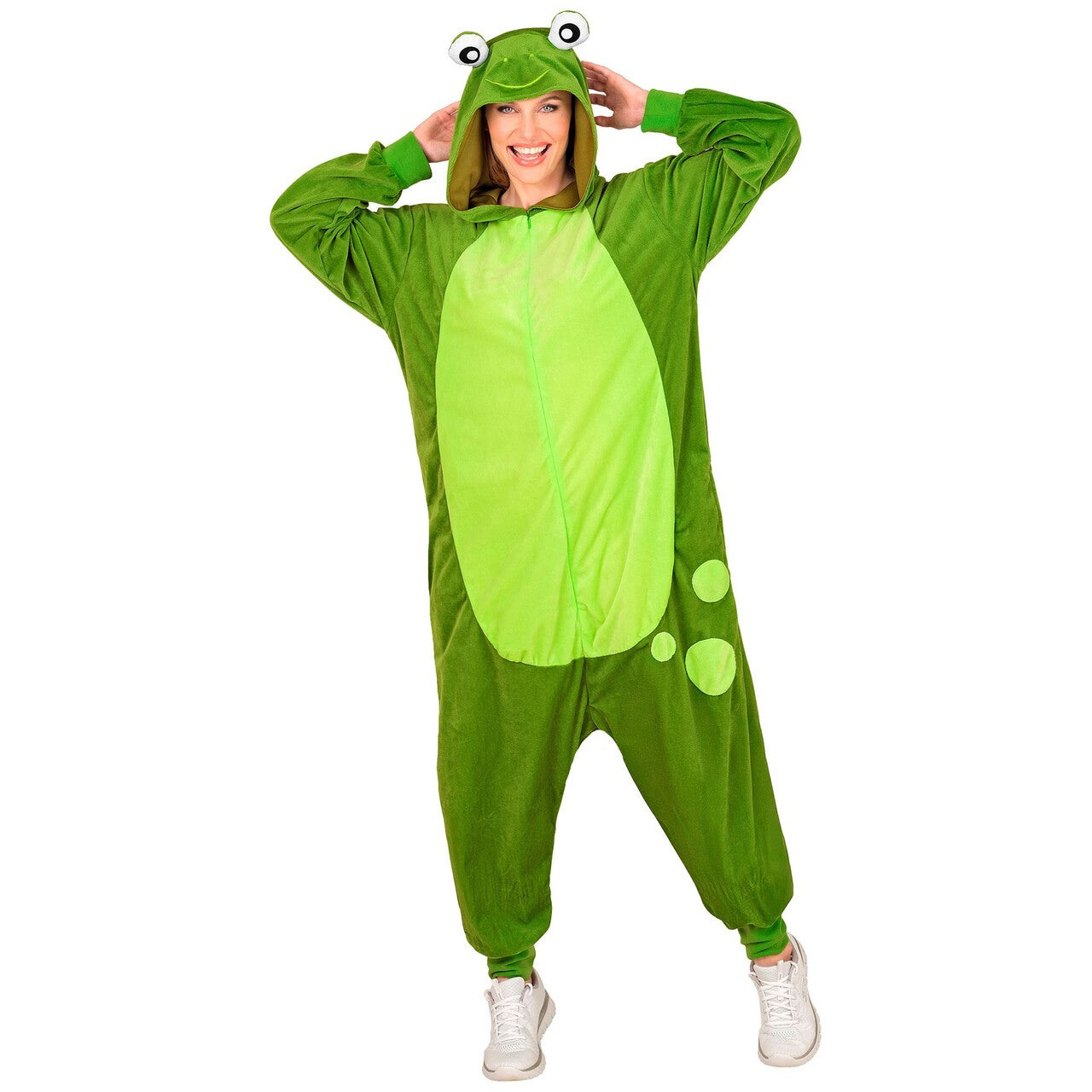 Op deze afbeelding zie je een Kostuums, van het merk Widmann. Froggie De Kikker Onesie Kostuum
