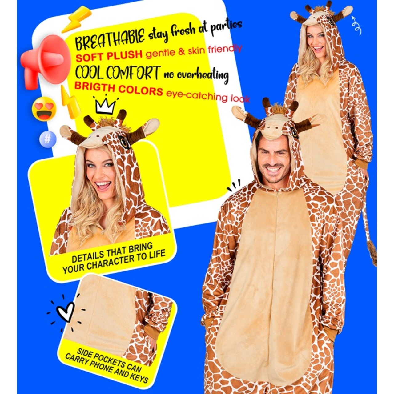 Op deze afbeelding zie je een Kostuums, van het merk Widmann. Gave Giraf Onesie Kostuum