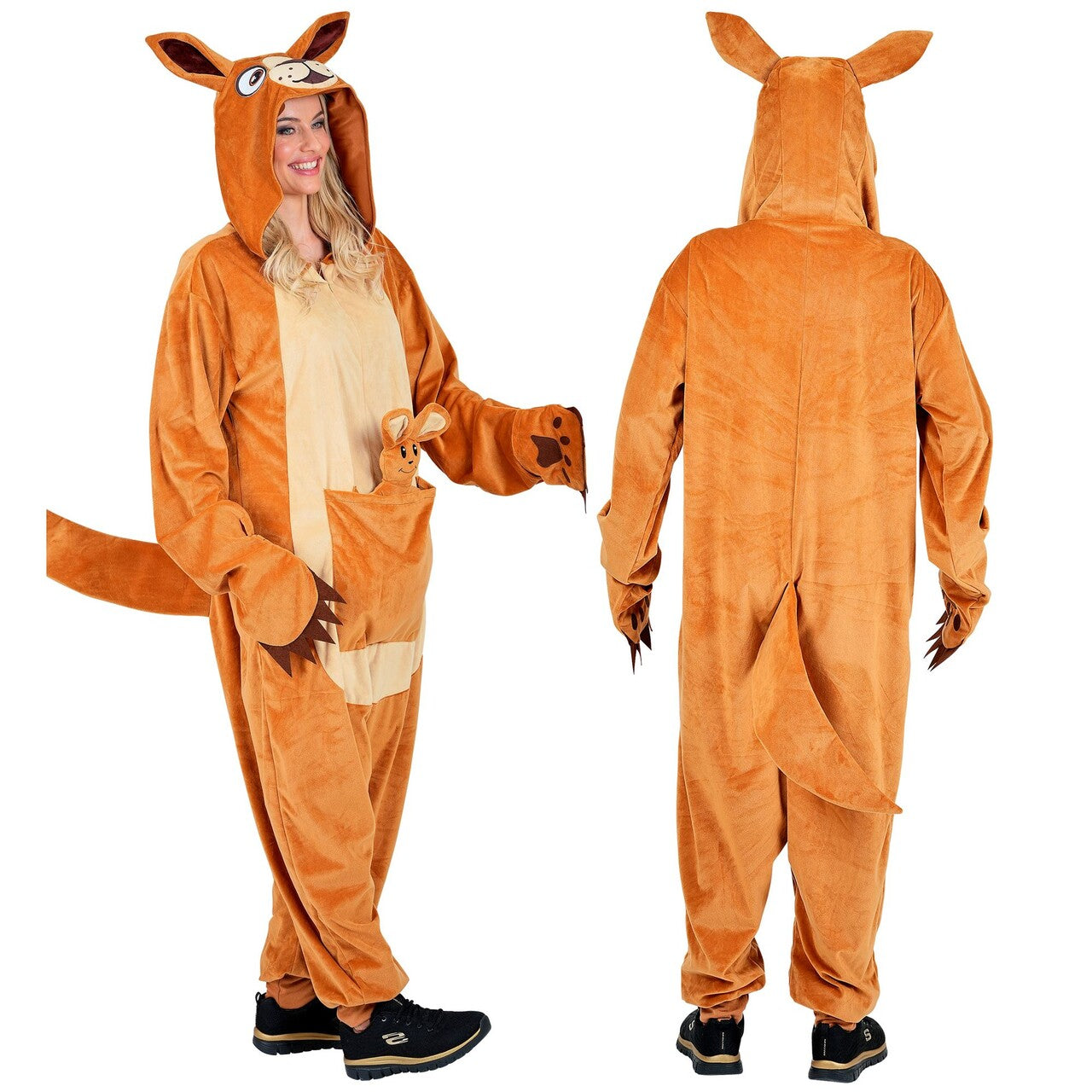 Op deze afbeelding zie je een Kostuums, van het merk Widmann. Kangoeroe Met Joey Onesie Kostuum